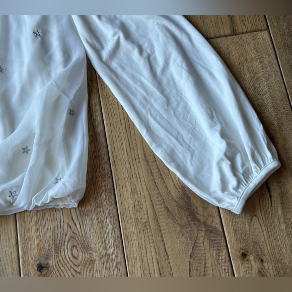 Boden White Tori Silver Embroidered Metallic Star Long Sleeve Top size 6 NWT - Picture 10 of 13